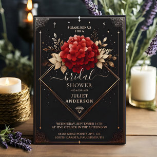 Als Tuin Diamant Rood Zwart En Goud Bruidsfeest Folie Uitnodiging