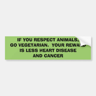 ALS U DIEREN RESPECTEERT, GA DAN VEGETARIAN.  JE R BUMPERSTICKER