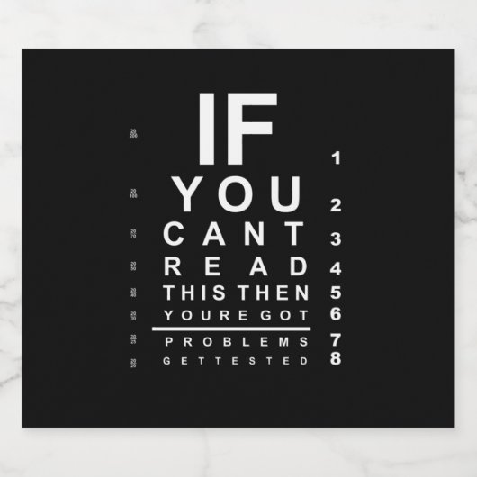 Als u dit oogtestschema kunt lezen - Donker Bier Etiket (Enkel label)