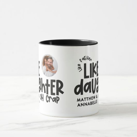 Als vader als dochter grappige foto mok (Midden)