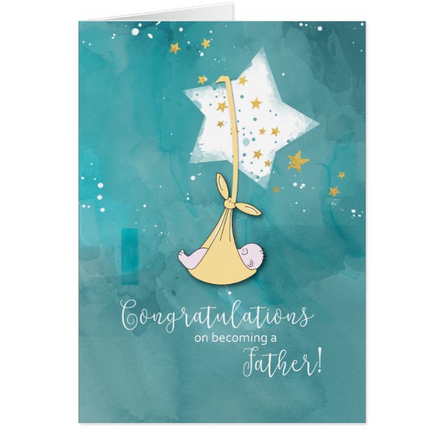 Als vader, gefeliciteerd, Baby in sterren (Voorkant)