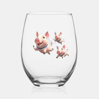 Als Varkens Vliegen Grappige Gepersonaliseerde Vli Wijnglas Zonder Voet