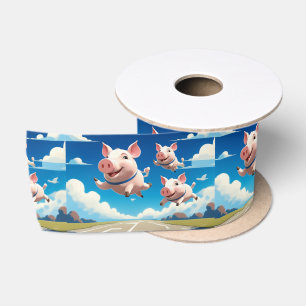 Als varkens vliegen Grappige gevleugelde varkens Lint
