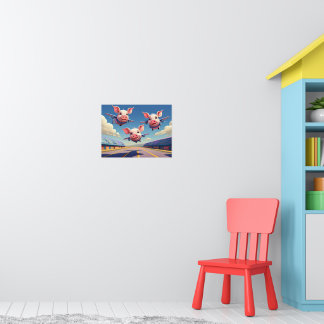 Als varkens vliegen Grappige gevleugelde varkens Poster