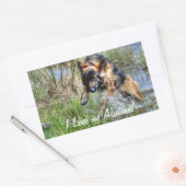 Alsatian Plush German Shepherd 5 Dog lover Gift Rechthoekige Sticker (Envelop)