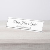 "Alsjeblieft een stoel!" Bureau Naambordje (Voorkant)