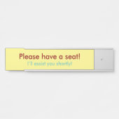 "Alsjeblieft, ga zitten!" Deurbordje (Voorkant)