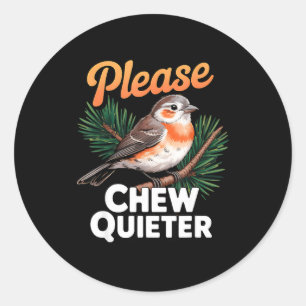 Alsjeblieft Kauwen Stillere Vintage Vogel Groovy O Ronde Sticker