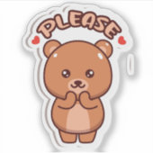 Alsjeblieft Teddybeer Sticker (Voorkant)