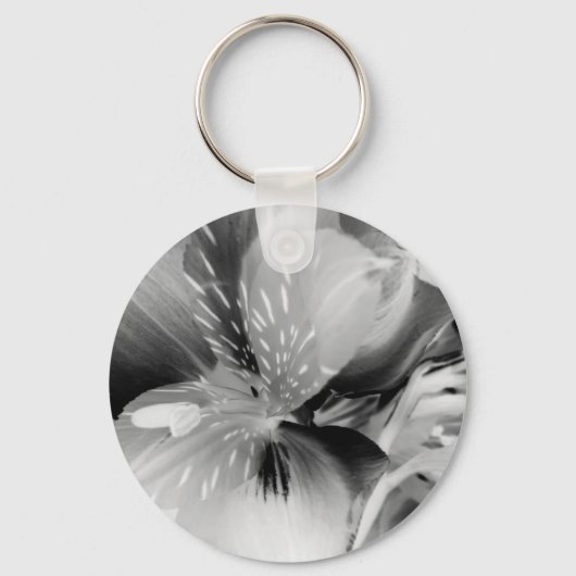 Alstroemeria Peruvian Lily Flower in Black & White Sleutelhanger (Voorkant)