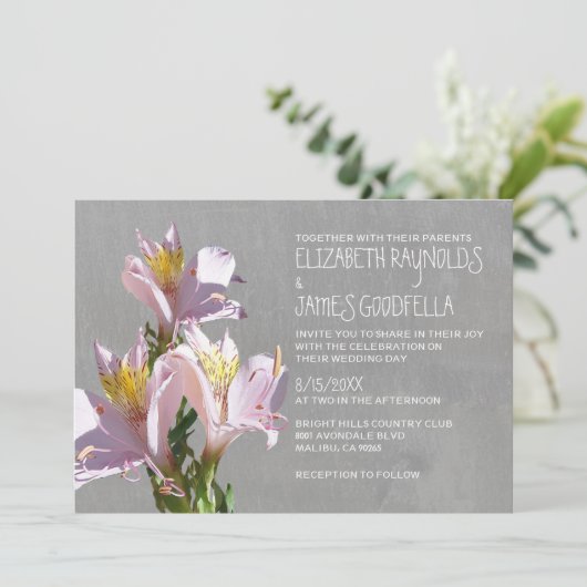 Alstroemeria Wedding Invitations Kaart (Staand voorkant)