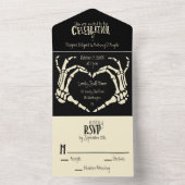 Alt. Hart Gevormd Skelet Handen Hart Bruiloft All In One Uitnodiging (Binnen)