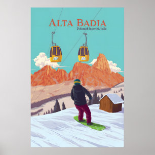 Alta Badia Snowboarden Reisposter Poster