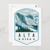 Alta Utah Ski Badge Briefkaart (Voorkant / Achterkant)