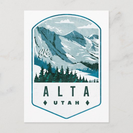 Alta Utah Ski Badge Briefkaart (Voorkant)