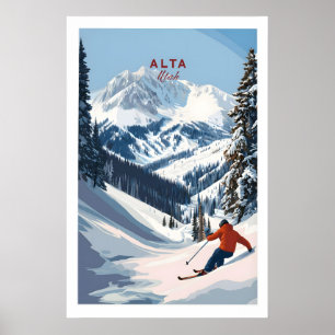 Alta Utah Ski-poster - Poedersneeuw Berg Wand Poster