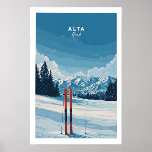 Alta Utah Ski's in Sneeuw Afdruk - Schitterend Ski Poster
