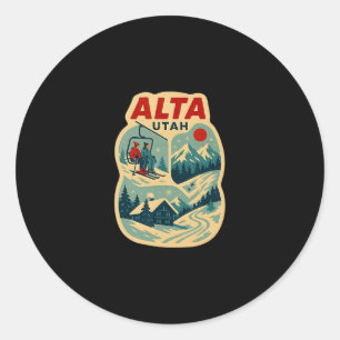 Alta Utah Vintage Ski Vakantie Ski Reizen Souvenir Ronde Sticker