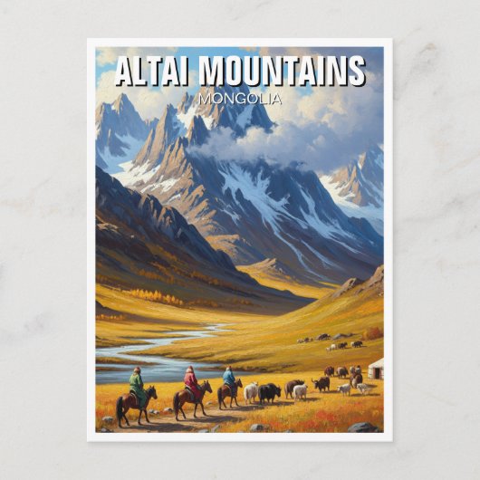 Altai Mountain Mongolië reizen Briefkaart (Voorkant)