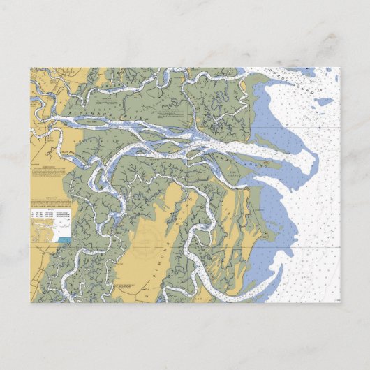 Altamaha River, Darien, Briefkaart Nautical Chart  (Voorkant)