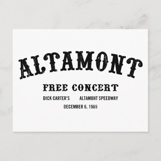 Altamont Free Concert Briefkaart (Voorkant)