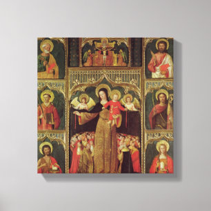 Altarstuk van de Maagd van de Rosary, c.1500 Canvas Afdruk