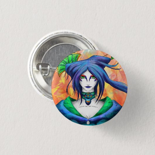 AltDelta: Blue Geisha Button (Voorkant /achterkant)