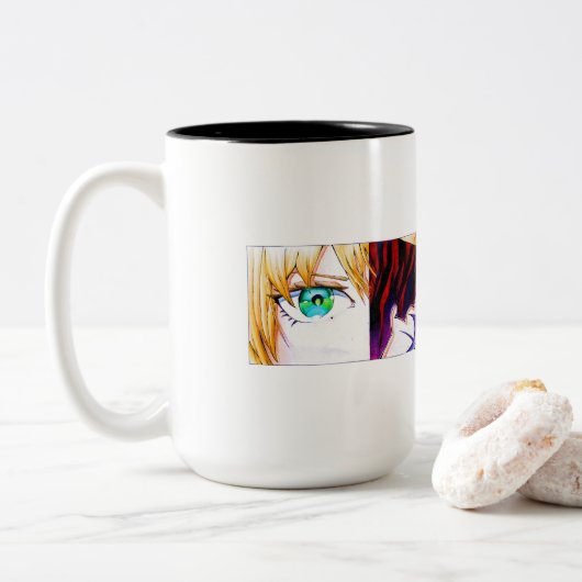 Alter saber tweekleurige koffiemok (Met donut)
