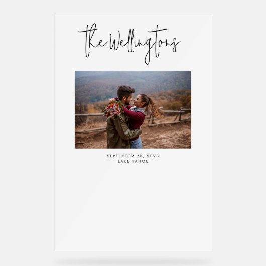 Alternatief Bruiloft Gastenboek Fotoscript Acryl Bord (Voorkant)