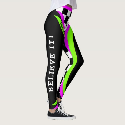 Alternatief concept Checkered Flourescent geloof Leggings (Rechts)