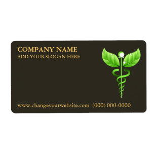 Alternatief geneesmiddel Green Caduceus Symbol Bro Etiket