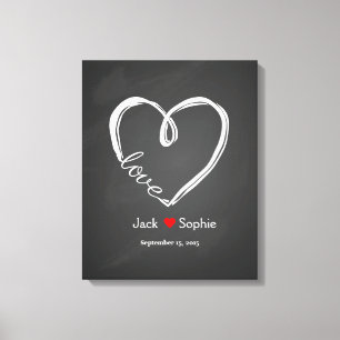 Alternatief huwelijksgastenboek infinity heart canvas afdruk