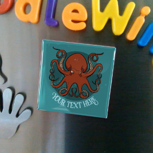 Alternatief Rood Octopus Logo Voeg Je Tekst Kunstw Magneet