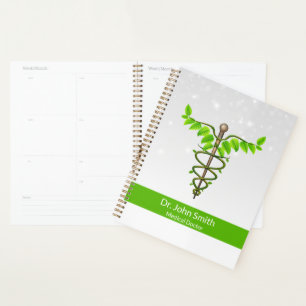 Alternatieve Caduceus Groene Bladeren Witte Medisc Planner