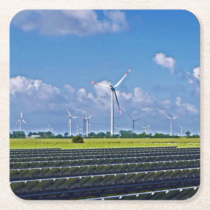 Alternatieve energie - Zonne- en windenergie Vierkante Kartonnen Onderzetter