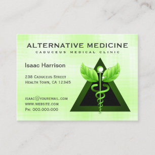 Alternatieve geneeskunde Light Green Caduceus Larg Visitekaartje