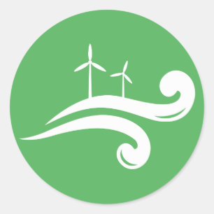 Alternatieve groene-energie-windenergie-stickers ronde sticker
