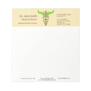 Alternatieve medische kaduceus Green Leaves Beige Notitieblok