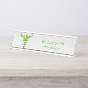Alternatieve medische kaduceus Green leveert White Bureau Naambordje