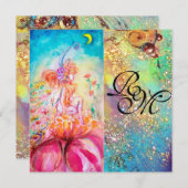 ALTHEA, monogram roze blauwe groene sparken Kaart (Voorkant / Achterkant)