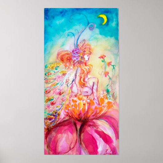 ALTHEA/Whimsical Fairy on the Pink Flower Poster (Voorkant)