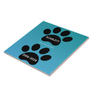 Altijd Aan Mijn Zijde Teal Blauwe Pootafdruk Tribu Tegeltje