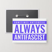 Altijd antifascistische Button – Blue Bold Stateme (Voorkant / Achterkant)