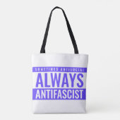 Altijd antifascistische Canvas tas – Blauwe tekst  (Achterkant)