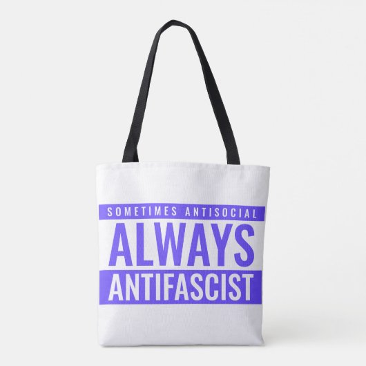 Altijd antifascistische Canvas tas – Blauwe tekst  (Achterkant)