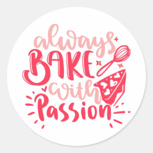 Altijd bakken met Pink Cake Whisk Pastry Ronde Sticker