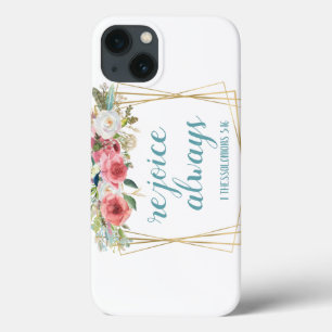 Altijd Blij Roze Turquoise Bloemige Waterverf iPhone 13 Hoesje
