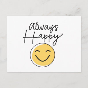 "Altijd blij" Smiley Face Ansichtkaart - Positief Briefkaart