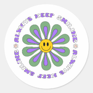 Altijd blijven lachen Ronde Retro Groovy Illustrat Sticker