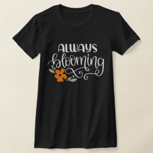 ALTIJD BLOEIENDE TYPOGRAFIE DONKERE T-SHIRT